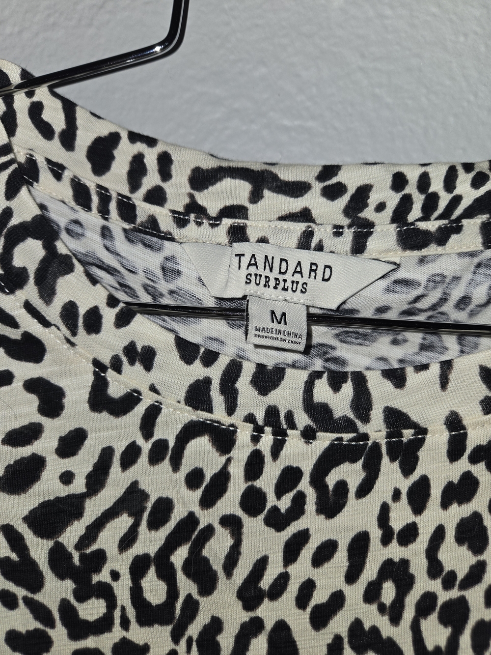 Women's Black & White Short Sleeve Tee - Leopard Print